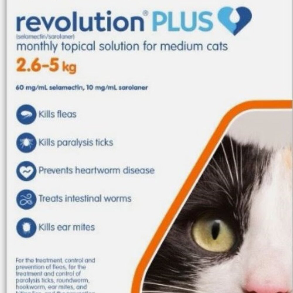 Revolution Plus Medium Cat 2.6-5Kg-5.6-11 lbs 6 Doses